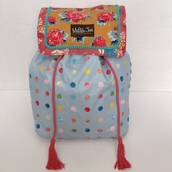 Matilda Jane Swim Backpack Colorful Polka Dot Floral Inside Tasselbackpack
